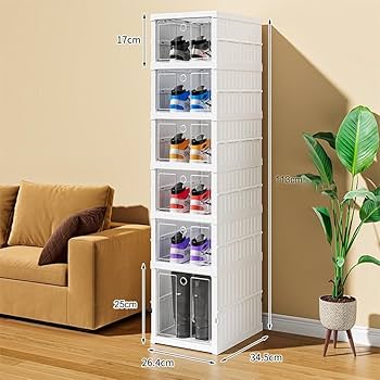 Amazon｜シューズボックス 折り畳み 靴収納ラック 透明 3層/6層